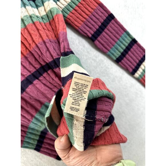 Soft Surroundings Isidor Sweater Medium Cable Knit Striped Super Soft Casual - Picture 8 of 8